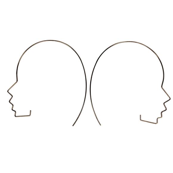 Rose Gold Side Face Wire Earrings - Picture 4 of 4